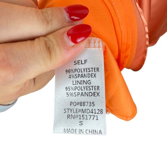 Le Lis NWT Orange Satin Open Back Lace Up Mini Slip Dress - Picture 9 of 10